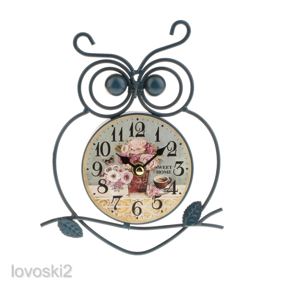 Lovoski2 Shabby Chic Wall Clock Art Deco Rustic Retro Wall Clock For Home Kids Owl Shaped Shopee Indonesia