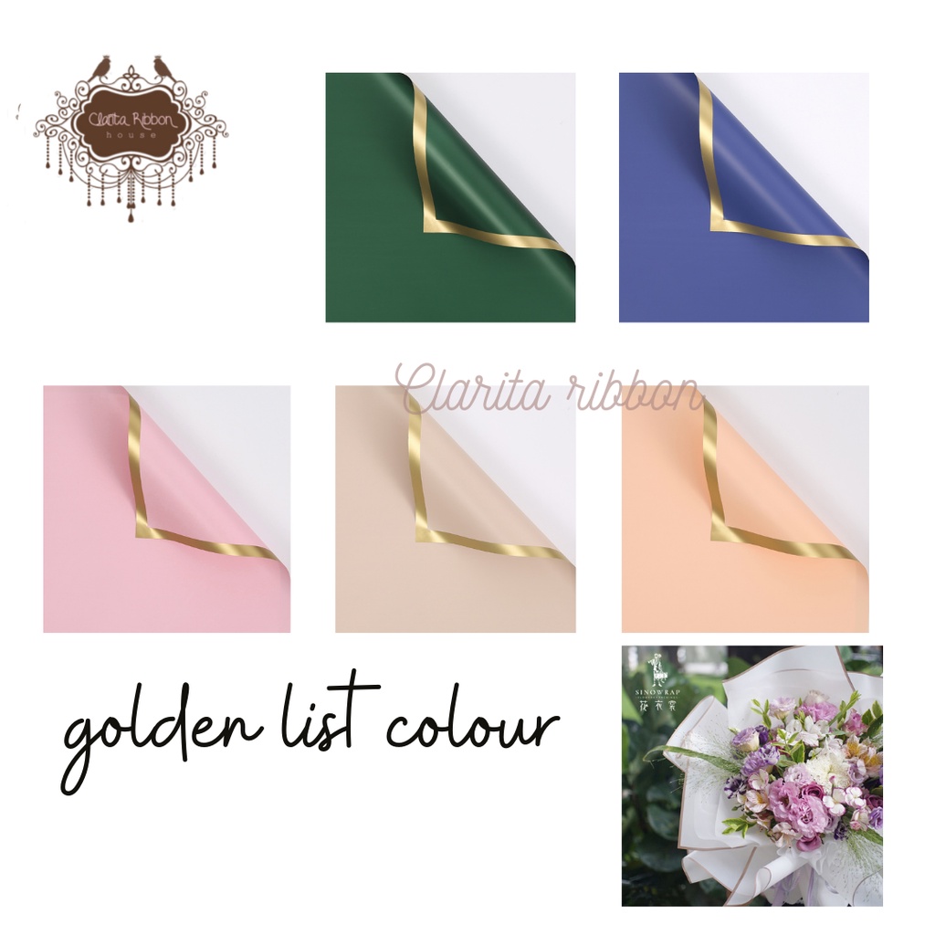 kertas buket bunga golden list color 20 pcs  grosir /kertas buket grosir