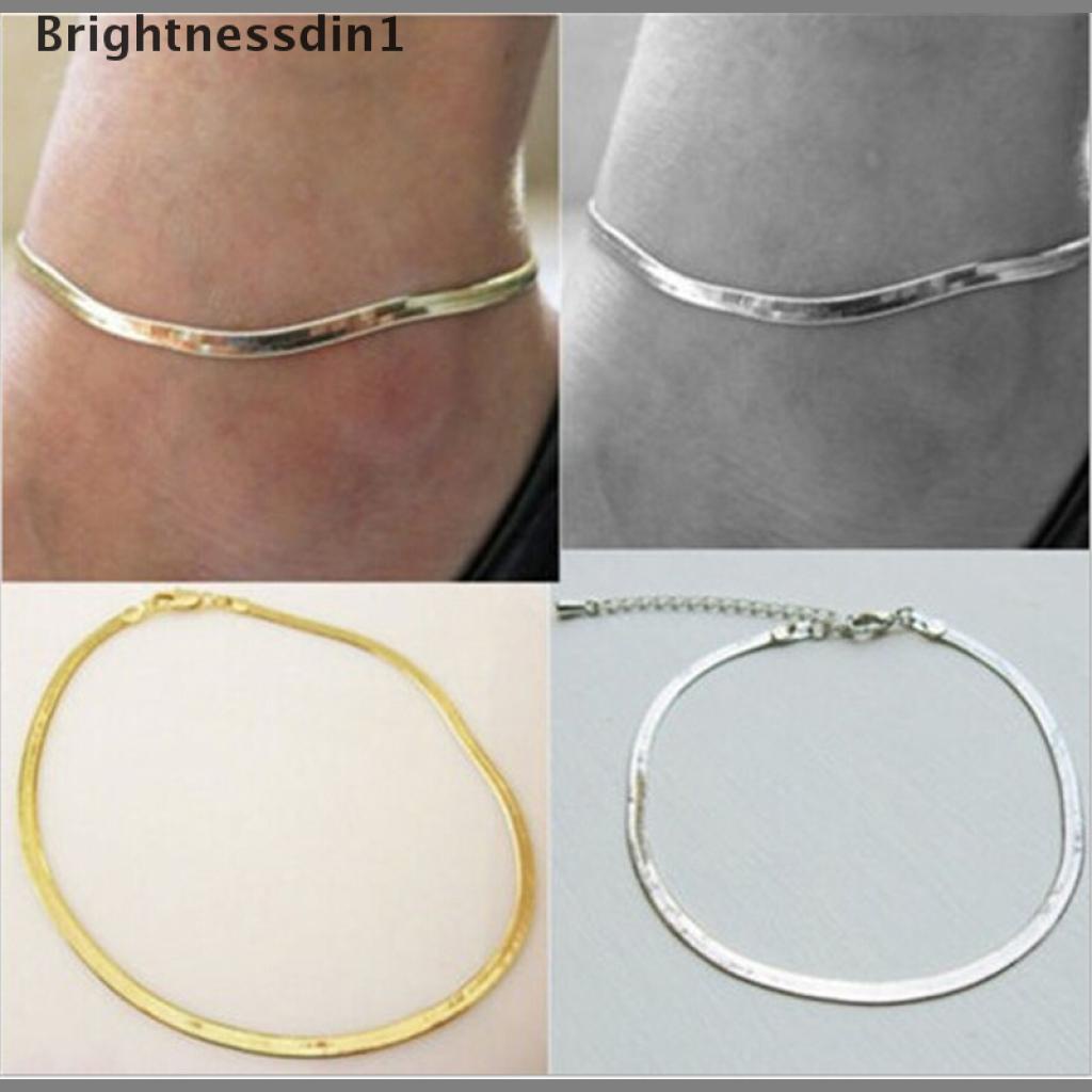 1pc Gelang Kaki Rantai Lapis Emas / Silver Untuk Pantai