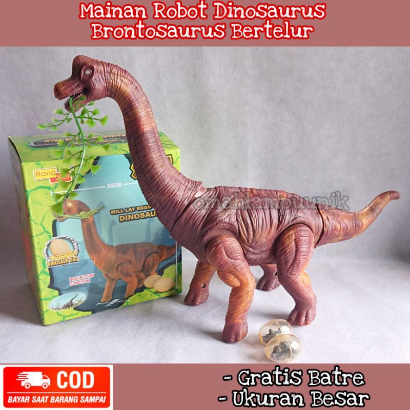 AJ Mainan Anak Robot Dinosaurus Bertelur Brachiosaurus/ Brontosaurus Besar Dengan Lampu Proyektor