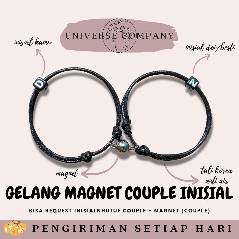 [UC] 2 PCS GELANG MAGNET COUPLE INISIAL / GELANG MAGNET COUPLE / GELANG TALI KOREA / GELANG INISIAL (SUDAH DAPAT 2 PCS)