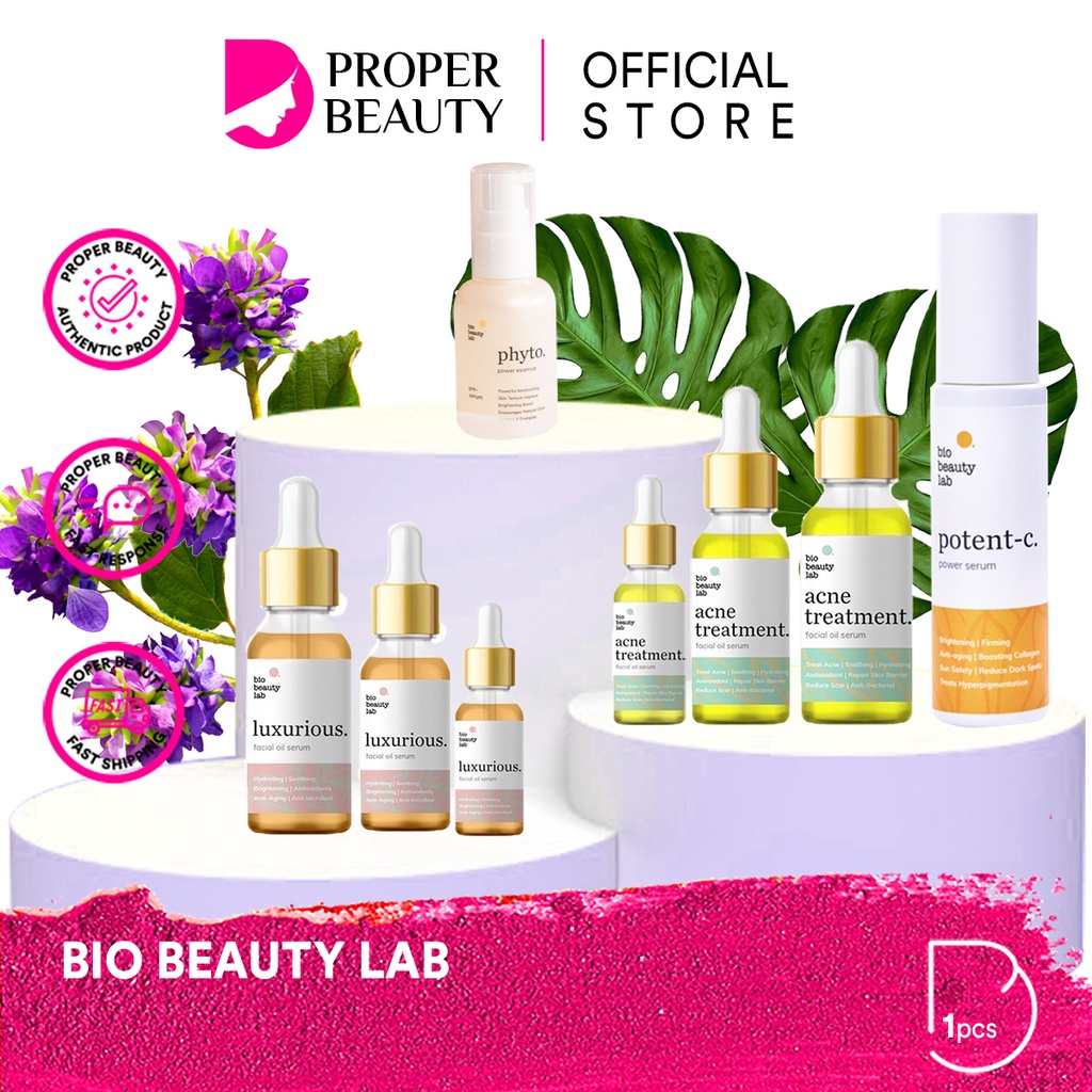 BIO BEAUTY LAB Indonesia / Facial Wash Cleanser Toner Serum Essence Mist Day Night Eye Cream Gel Sunscreen Mask Masker / Body Lotion Scrub / Luxurious Acne Treatment Facial Oil Phyto Power Potent C BHA Hyalu Gentle Retinol Peptide / Paket Set Face Wajah