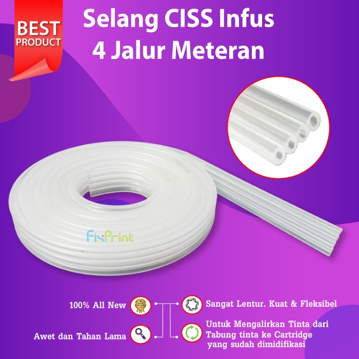 Selang Infus 4 Jalur Warna Canon iP2770 MG2570s Tr4570 Ts307 Hp 2336 2337 2135