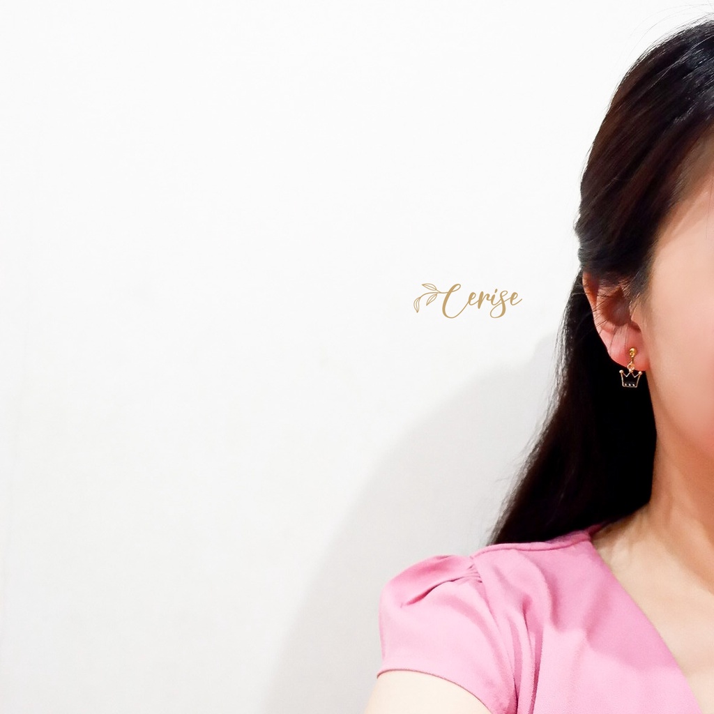 Crown Earrings | Anting jepit tanpa tindik korea mahkota crown aksesoris wanita cantik stylish