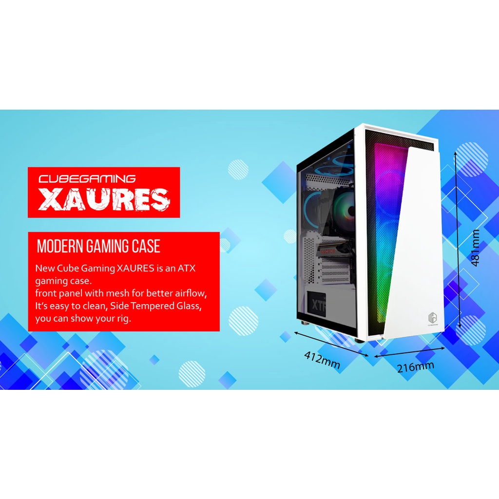 Cube Gaming Xaures White With RGB Casing PC Gaming