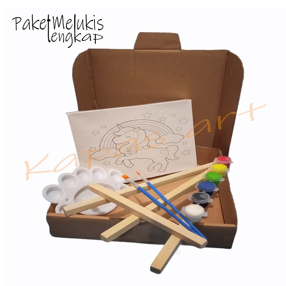 

Painting Kit / Paket Kanvas Lukis Sketsa Kuda Poni Lengkap Siap Pakai