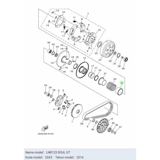 SEAT SPRING DUDUKAN PER CVT SOUL GT 125 FAZZIO ASLI ORI YAMAHA 2PH E7644 00