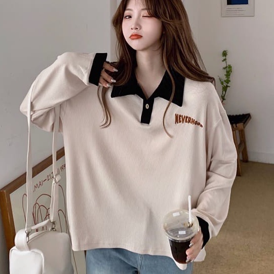 NEVERHOOD COLLAR SWEATER KERAH WANITA - SWEATSHIRT SWEATER - PAKAIAN WANITA KOREA