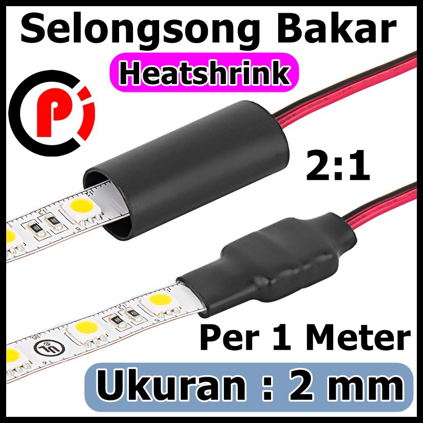 Heatshrink Selang Bakar 2mm 1Meter 1M Selongsong ciut Pembalut Kabel