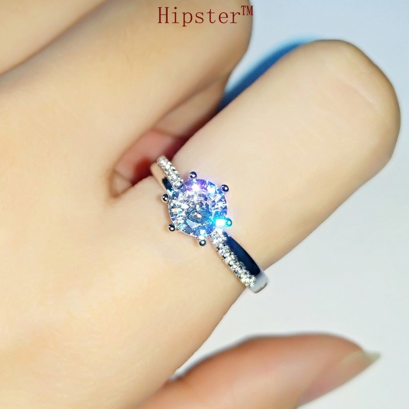 Classic Retro Temperament Entry Lux Inlaid Shining Zircon Ring