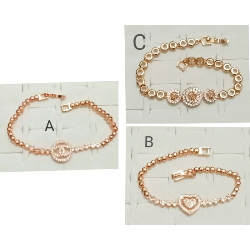 RK309. Gelang xuping wanita dewasa lapis emas dgn mata zircon ukuran 18 cm