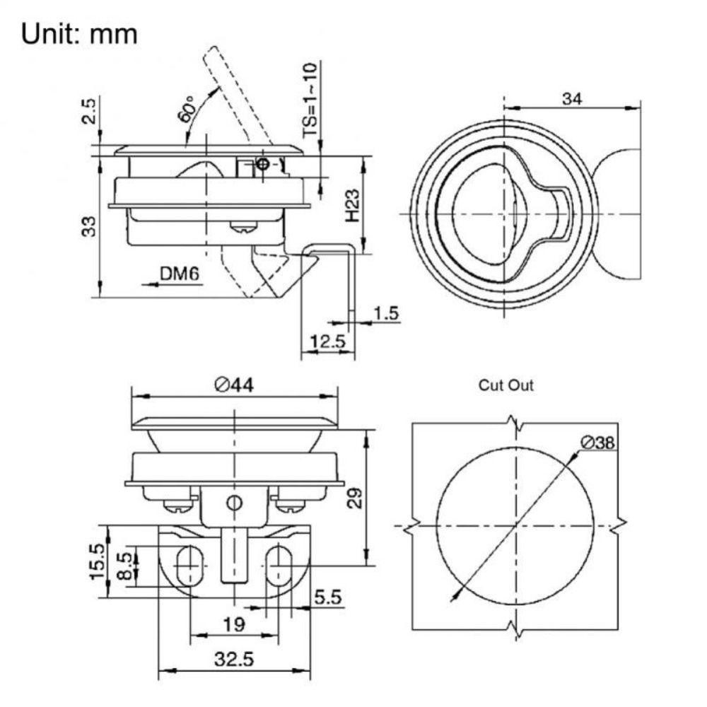 Preva Paddle Door Latch Alat Mobil Zinc Alloy Truck Toolbox Kunci Gagang Pintu Garasi