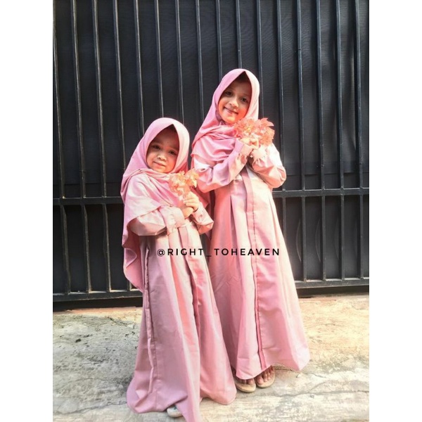 Gamis Peach Katun Toyobo couple dengan anak