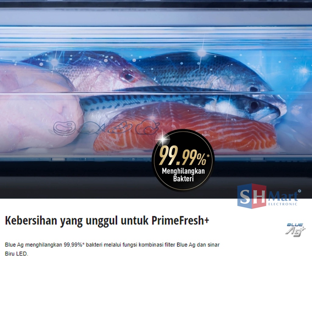 KULKAS PANASONIC BOTTOM FREEZER NR-BV360GK1D GLASS DOOR INVERTER PRIME FRESH GARANSI RESMI (MEDAN)