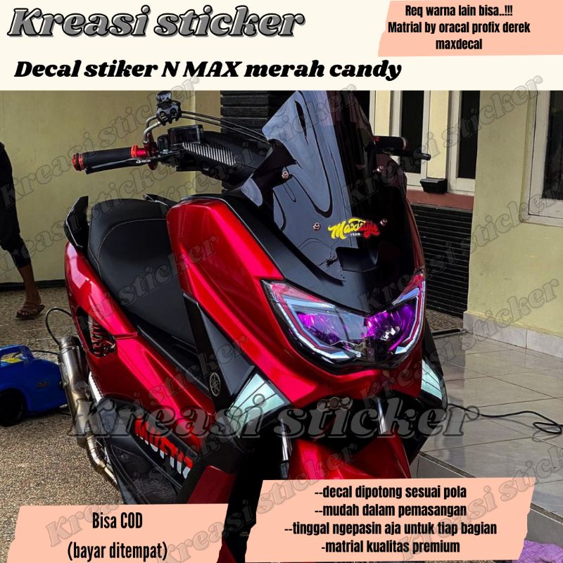 decal polos stiker nmax old/new full body cutting sesuai pola warna merah candy /satin