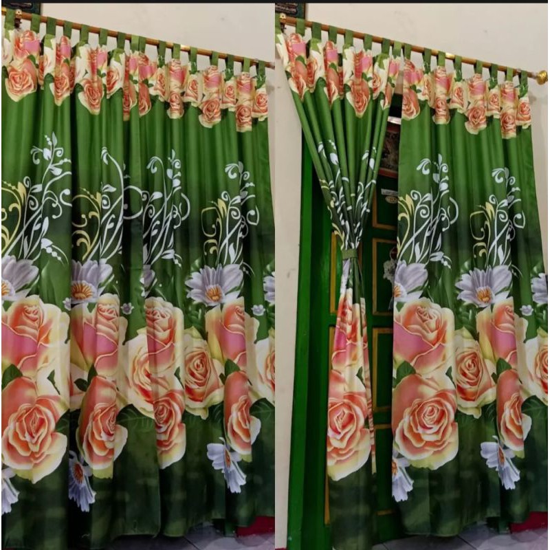 Gorden Pintu dan Jendela Green Rose