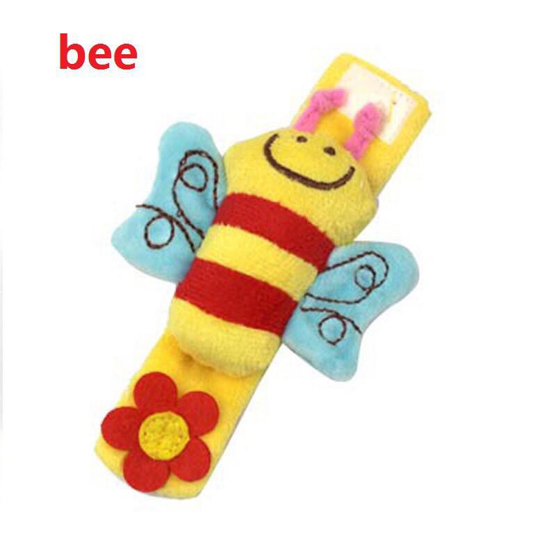 1Pc Rattle Gelang Tangan dengan Bahan Plush dan Gambar Binatang untuk Usia 0-12 Bulan