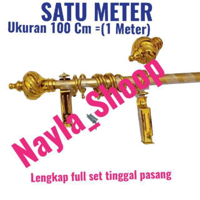 BESI Gorden bulat Gold Crystal (Rollet Crystal) Batang Gorden batang hordeng Tiang Gorden Besi Gorde