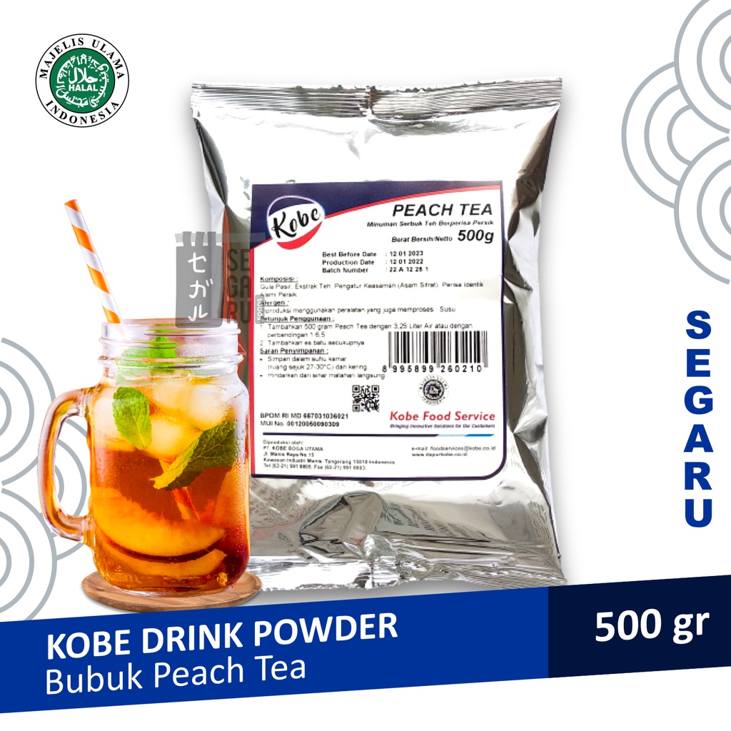 Peach Tea Kobe | Teh Bubuk Peach Tea Powder Drink Halal 500 gram