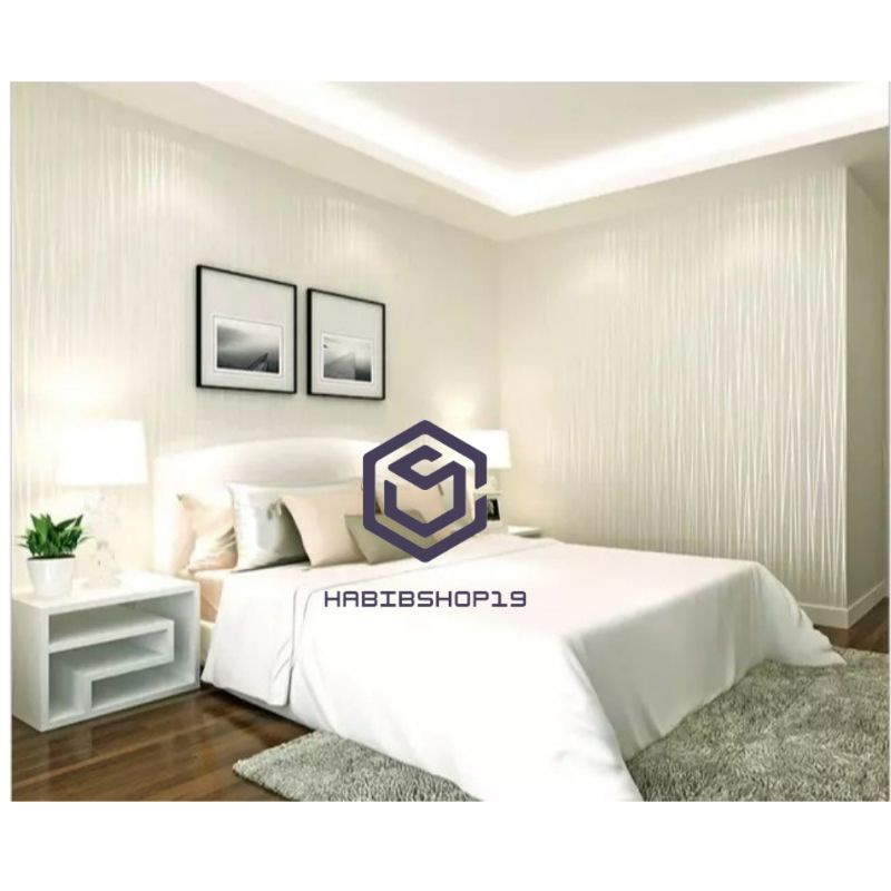 Wallpaper Dinding Polos Emboss Tekstur Wave Putih 10m x 45cm