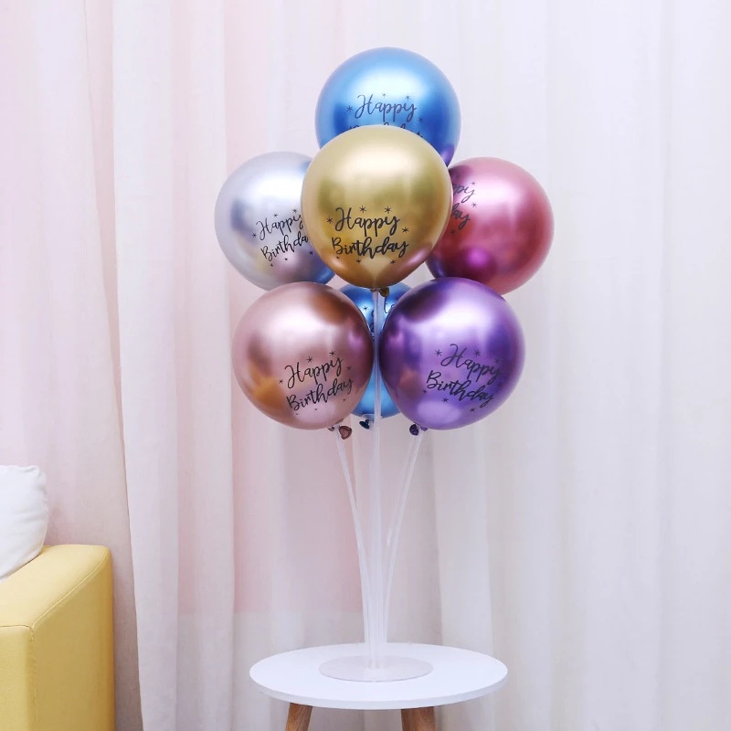 12 inches Happy Birthday Metallic Chrome Balloon / Thick Gold Silver Latex Balloons / Helium Air Balloons for Birthday Party Decoration