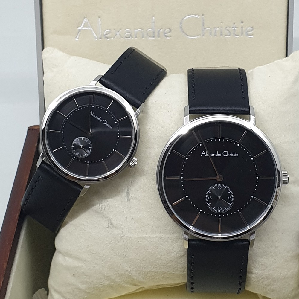 Alexandre Christie Ac8493 Silver Black,Jam Tangan wanita, Original