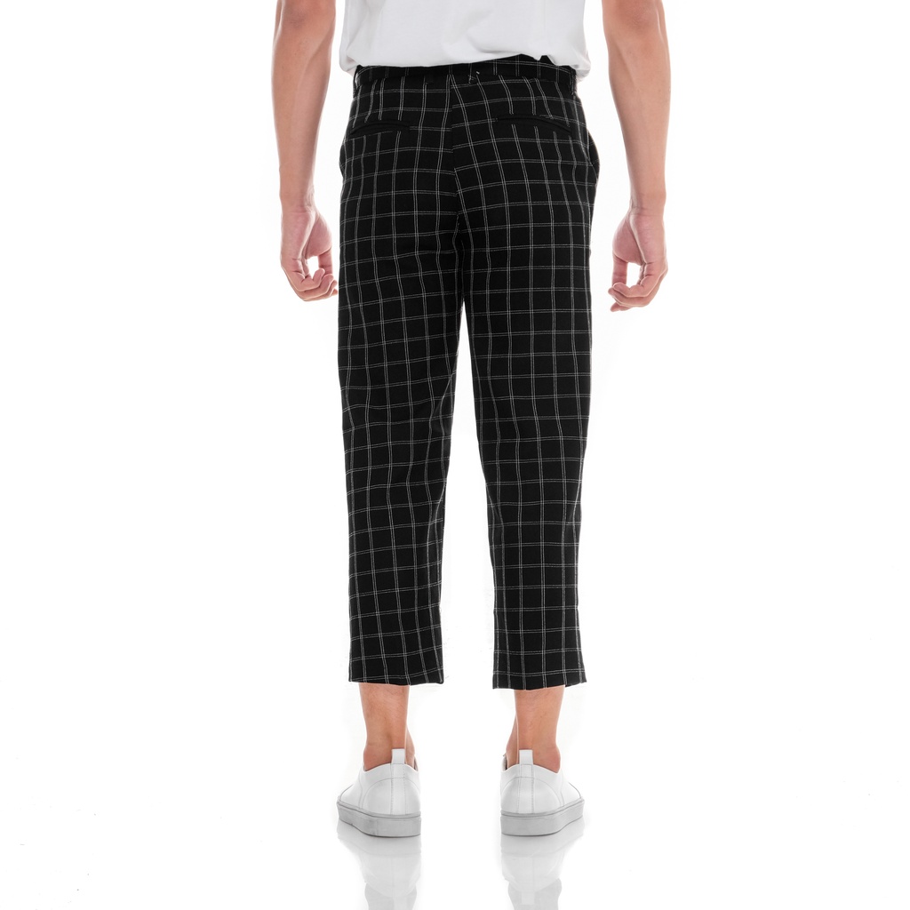 Celana Sirwal Pria Dewasa Model Tartan Angkel Pants Semi Wool Hitam dan Abu