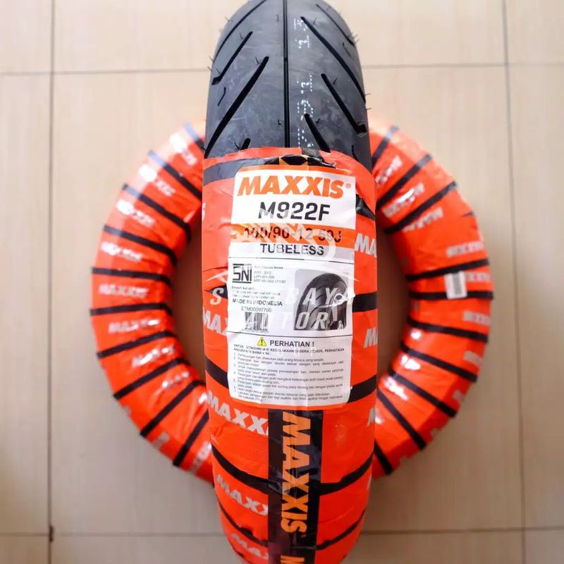 Ban Tubeless Maxxis 100/90-12 Scoopy Ring 12 Original M922F Matic Sepeda Motor Dual Compound Soft