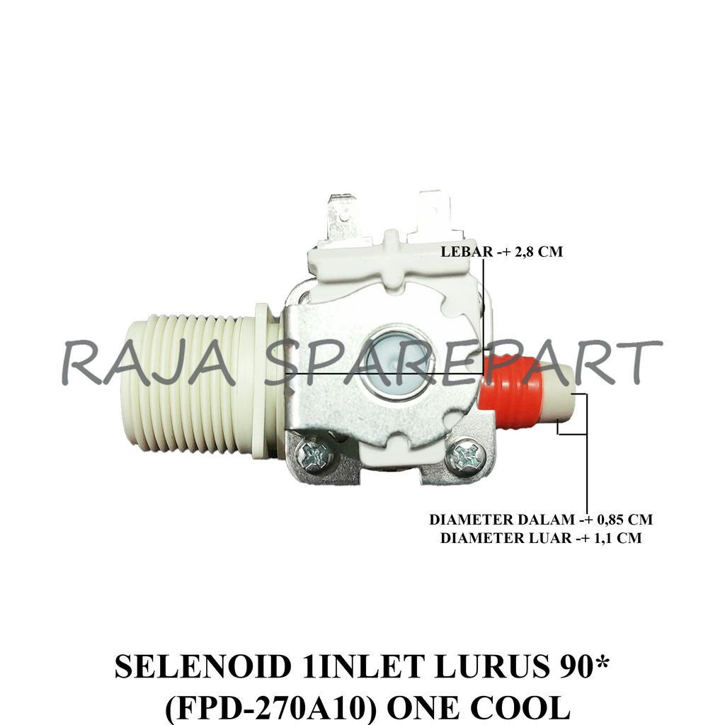 Selenoid / Water Inlet Mesin Cuci INLET SINGLE LURUS SOKET KECIL 90° (Merk ONECOOL)