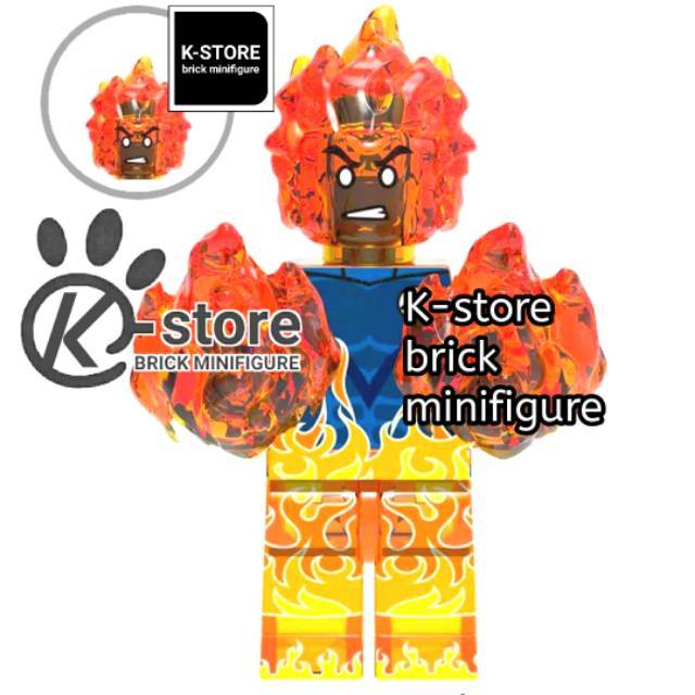 Lego fantastic four human torch brick minifigure