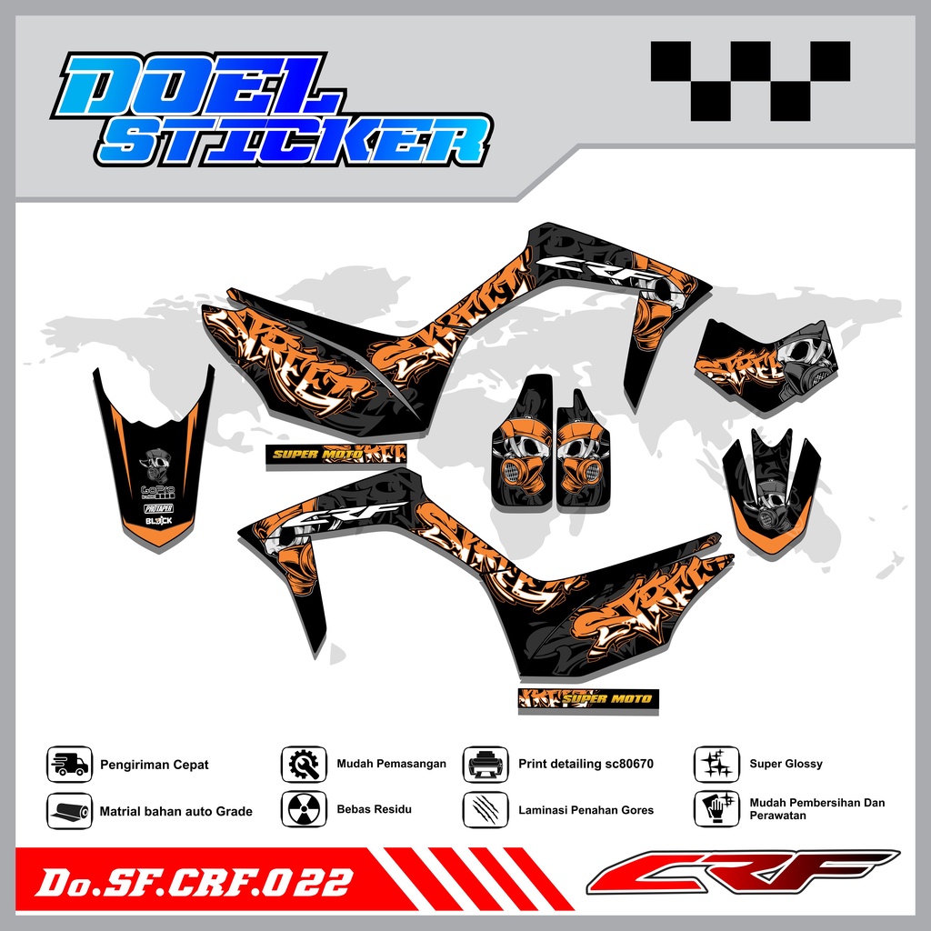 Sticker Striping Semifull CRF 150L List Variasi Hologram Pelangi,Crome Doel  022