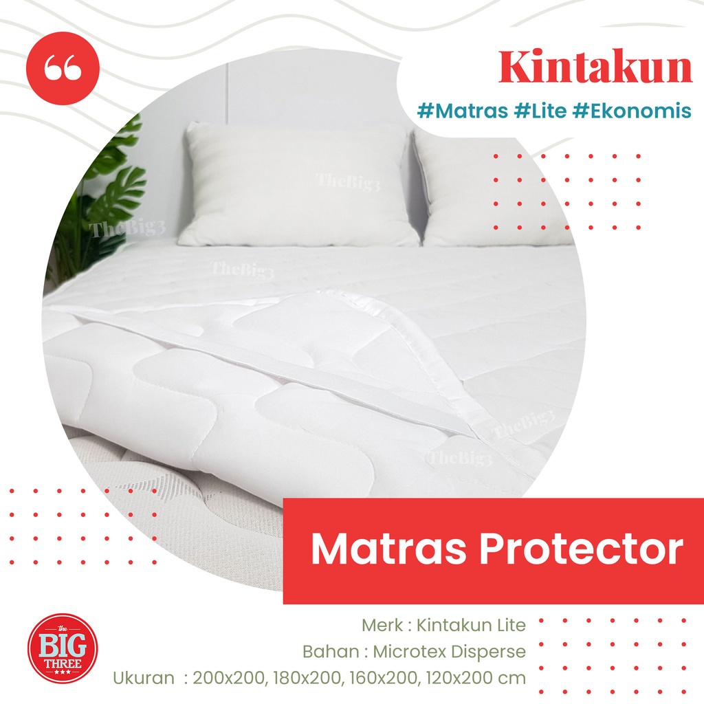 Kintakun Matras Protector LITE 200x200 / 180x200 / 160x200 / 120x200 | PELINDUNG KASUR | Mattress Protektor 180 160 Super King Queen Single TBT