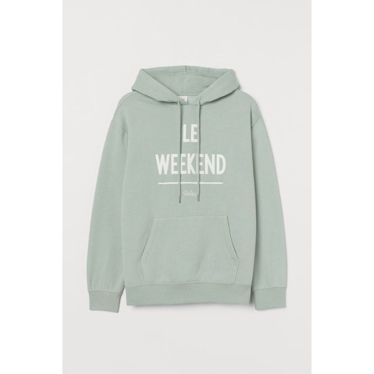 Hoodie Jaket Lee Weekend Hijau Oversize Lucu Couple Pria Wanita HnM