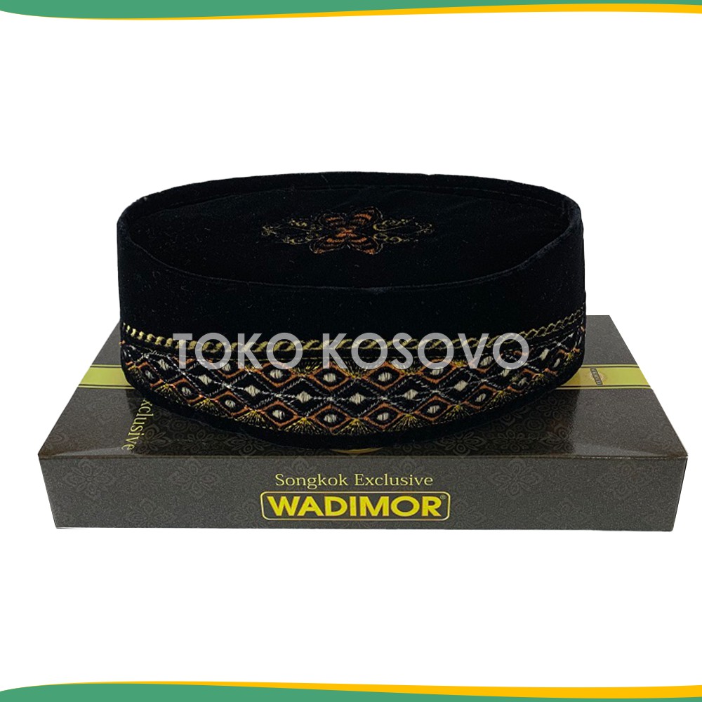 Songkok WADIMOR BORDIR AC Original Tinggi 9 Peci Sholat Pria Dewasa Hitam Full Motif Batik NU Kopiah Haji Shalat Anak Santri Laki Kopyah Solat Pesantren Nasional Beludru Ukuran Jumbo Kopeah Susun Bulat Batok Bludru Warna Putih Pendek Karakter Nama Uje Ori