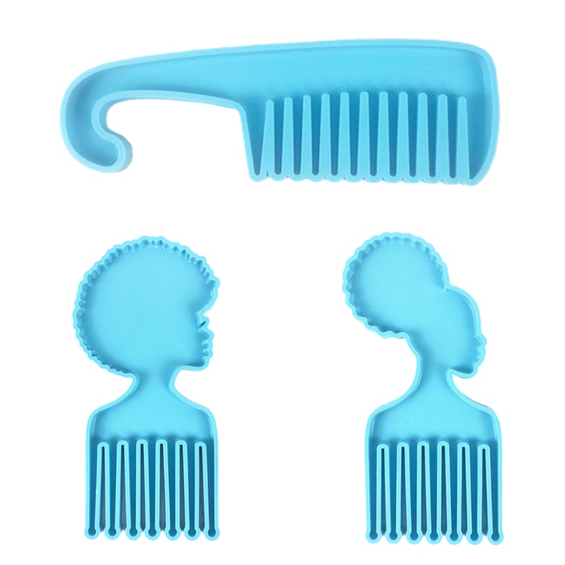 SIY  DIY Crafts African Men Women Heads Shaped Combs Epoxy Resin Mold Silicone Mould