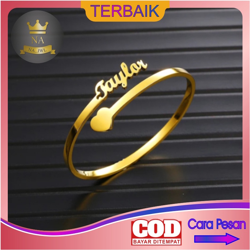 Gelang Nama custom Titanium Anti Karat bracelet korea name aksesoris wanita fashion perempuan cewek