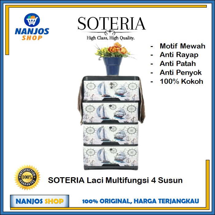 Lemari Plastik Rak Susun Motif Modern / Rak 4 Susun / Lemari SOTERIA