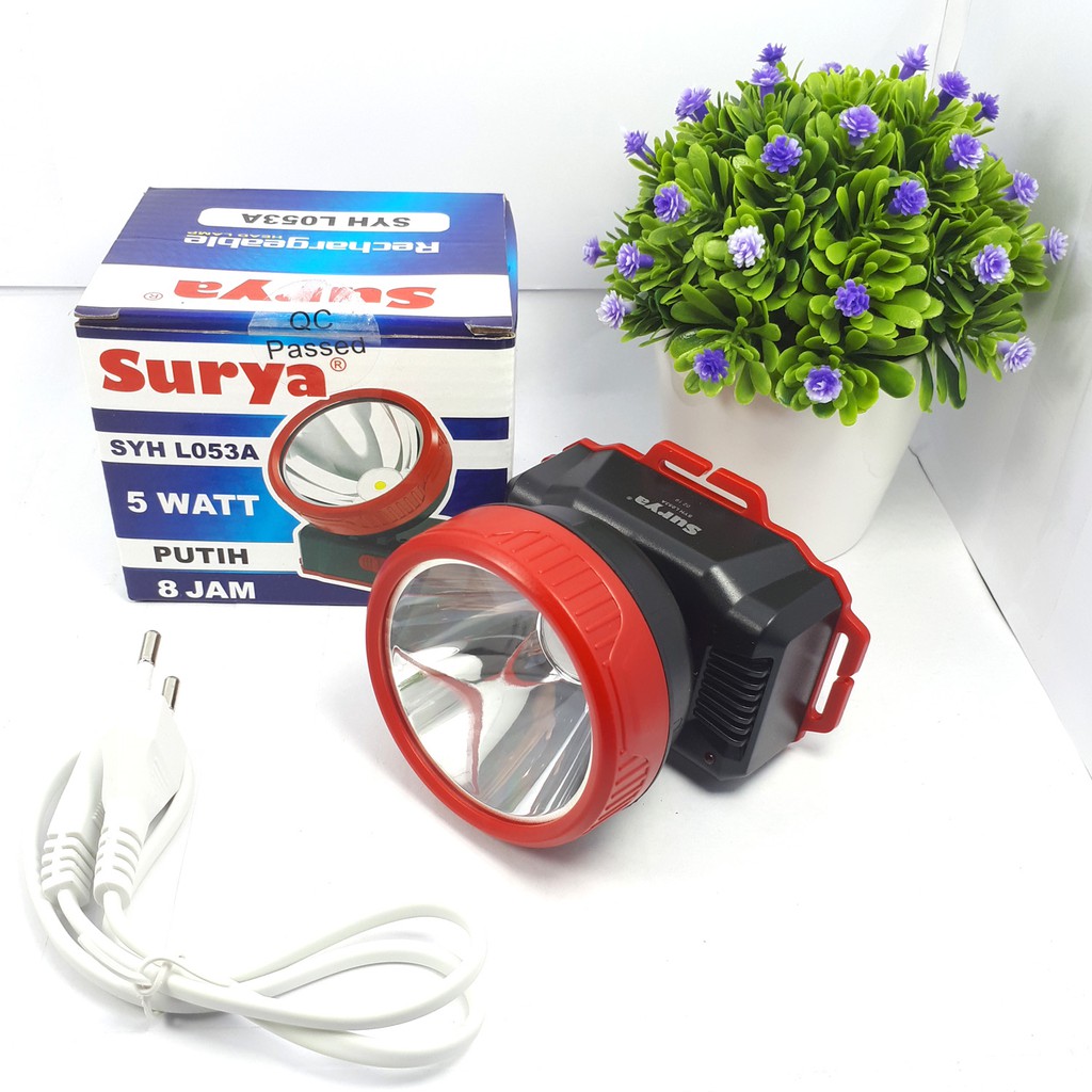 Surya SYH L053A Senter Kepala/Headlamp Rechargeable LED Cahaya Putih