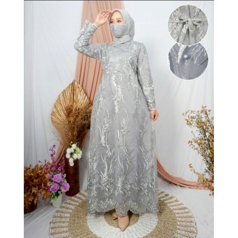 GAMIS TERBARU SHAKIENA/TILE BRUKAT MUTIARA/SIZE M L XL XXL 3L/GAMIS PESTA/DRES KONDANGAN/GAMIS/GAMIS BRUKAT/GAMIS BUSUI KEKINIAN/GAMIS PESTA MEWAH ELEGAN/GAMIS JUMBO