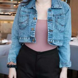 JAKET CROP JEANS WANITA PREMIUM SAKU MIRING TERMURAH // JAKET CROP // JAKET JEANS