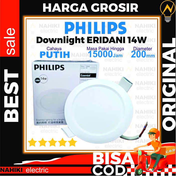 LAMPU LED PHILIPS DOWNLIGHT ERIDANI LIGHT BOHLAM ORIGINAL PHILIP MURAH GARANSI  7.5W 14W PUTIH promo