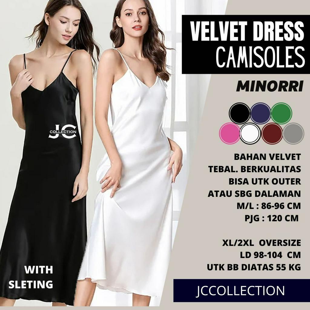 Long Dress Camisoles Sexy Saten Tali kecil Wanita Gaya Korea Minorie - JCCollections