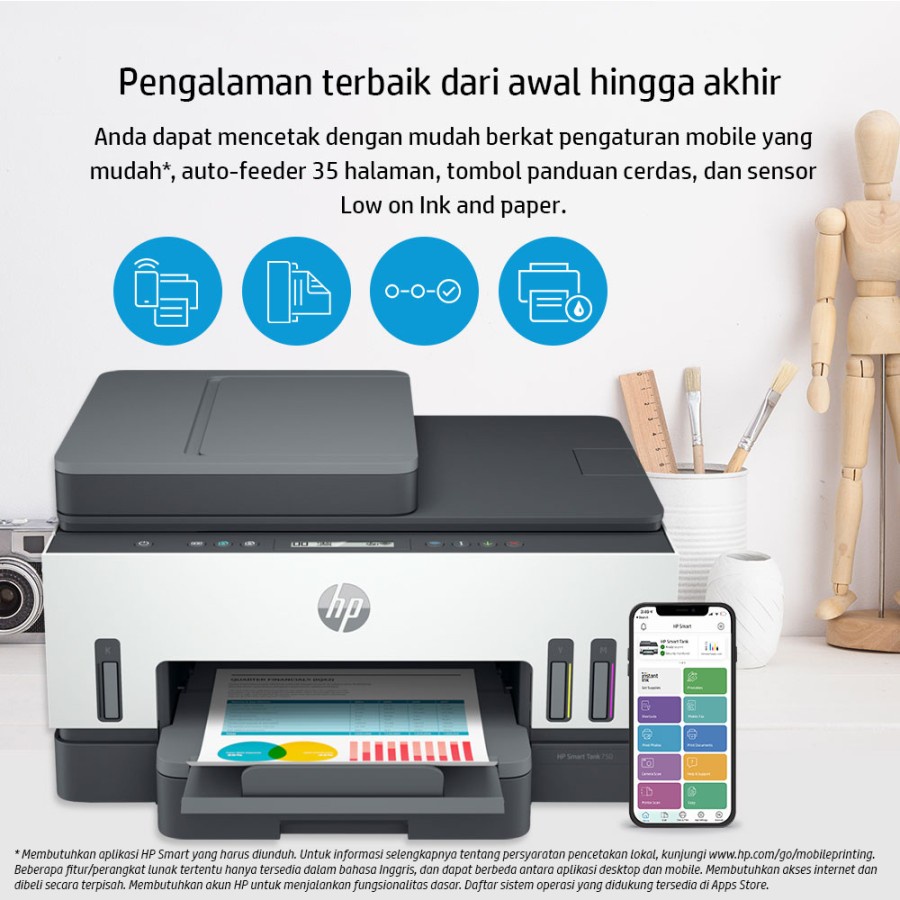 PRINTER HP SMART TANK 750   AIO WIRELESS DUPLEX / HP750   SMART TANK  ALL IN ONE PRINT   SCAN COPY WD