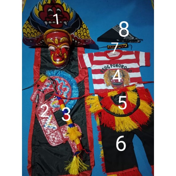 PAKET LENGKAP,Murah(Setelan reog+1 embyong,barongan spon kemul panjang,kepang,pecut tanggung,gelang kaki,udeng)