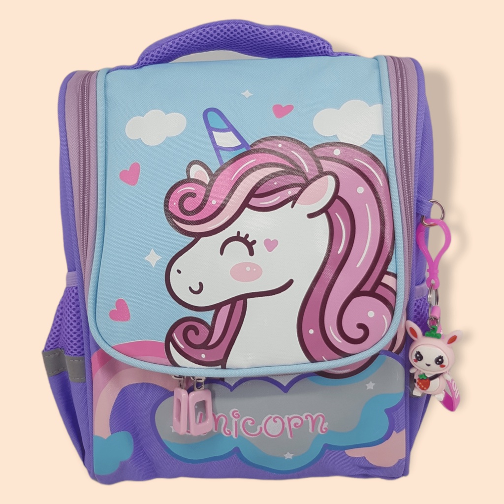 TAS RANSEL 3D ANAK 13 INCH KARAKTER UNICORN UNGU