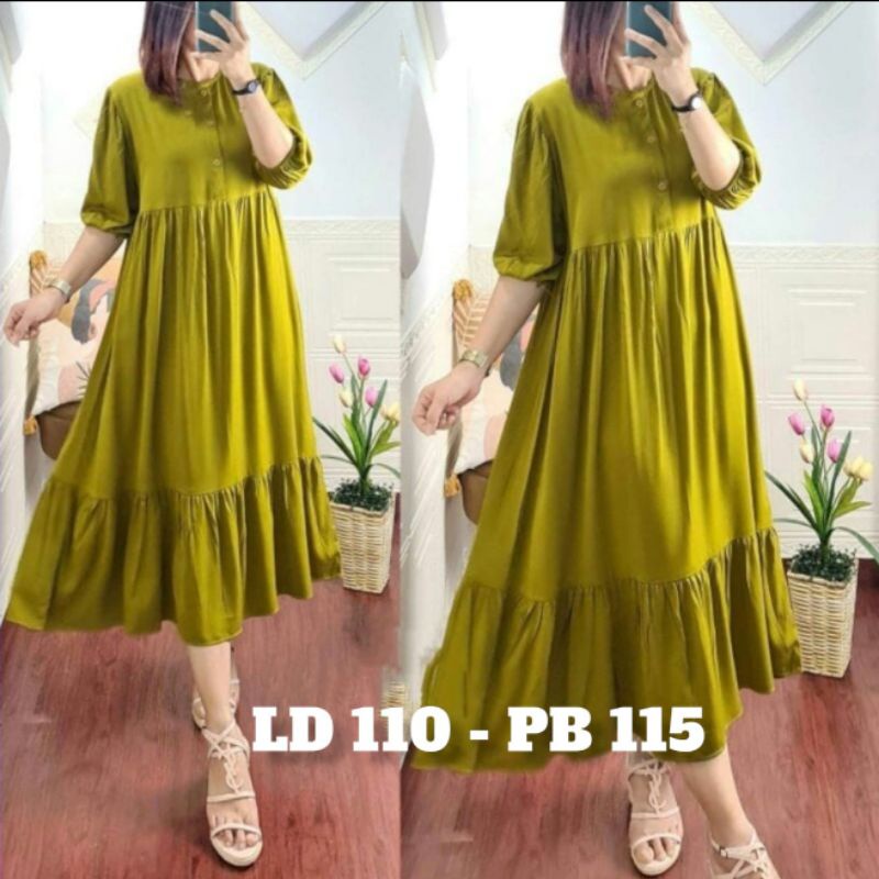 MIDI DRESS LENGAN BALON /FUUL  RAYON PRIMIUM SUPER ADEM