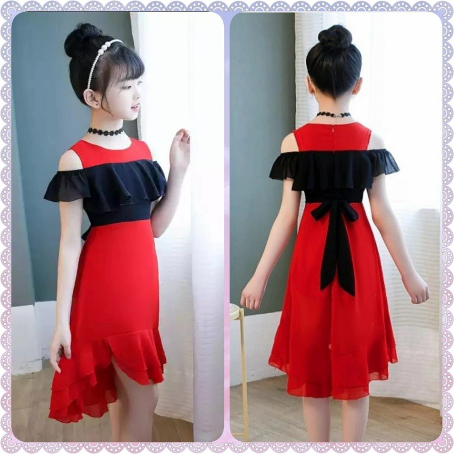 Dress Anak Perempuan Anak Tanggung 2 Warna Ready Stayle Korea anak dress princess kid dress anak/Baj