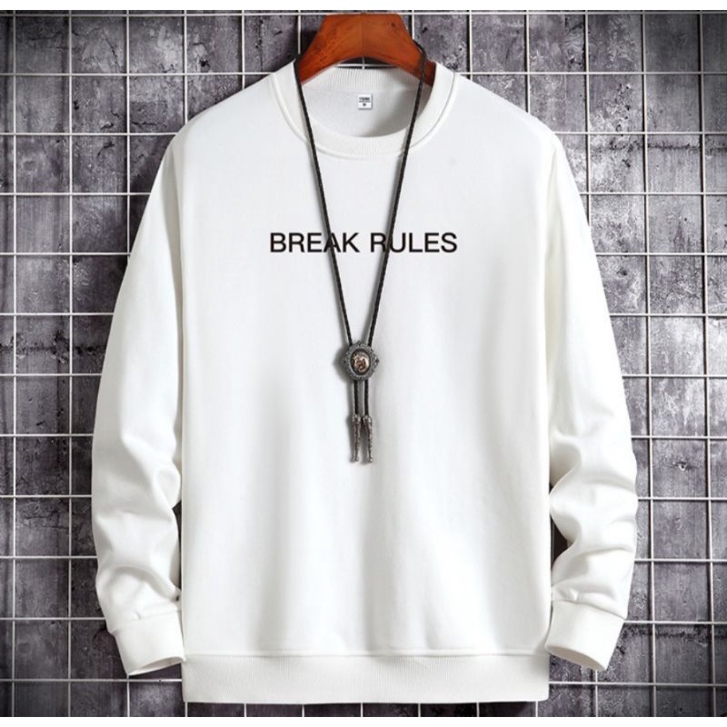 Sweater crewnek BREAK RULES Pria casual