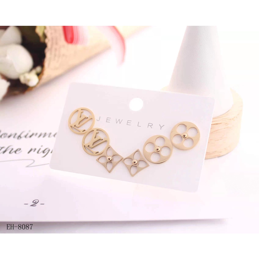 Anting titanium perhiasan fashion 8087,8062