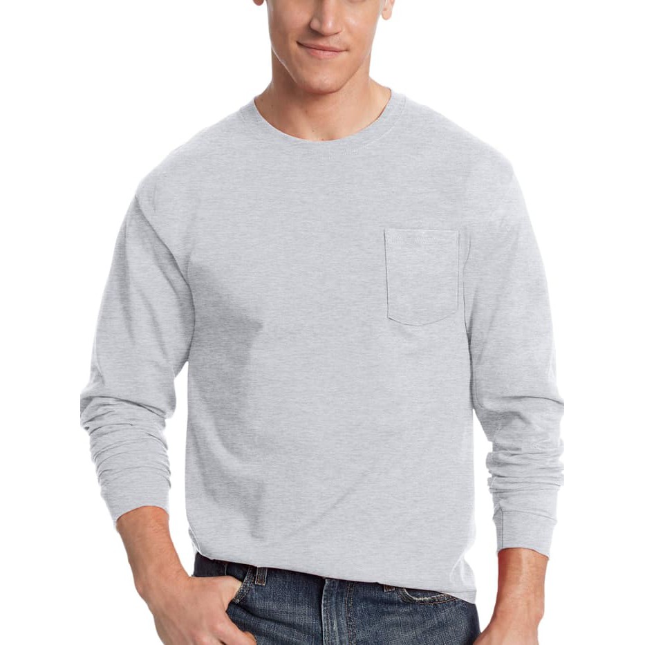 Termurah Duluth Long Sleeve PCKT GREY BIGSIZE - Baju Pria Lengan Panjang JUMBO